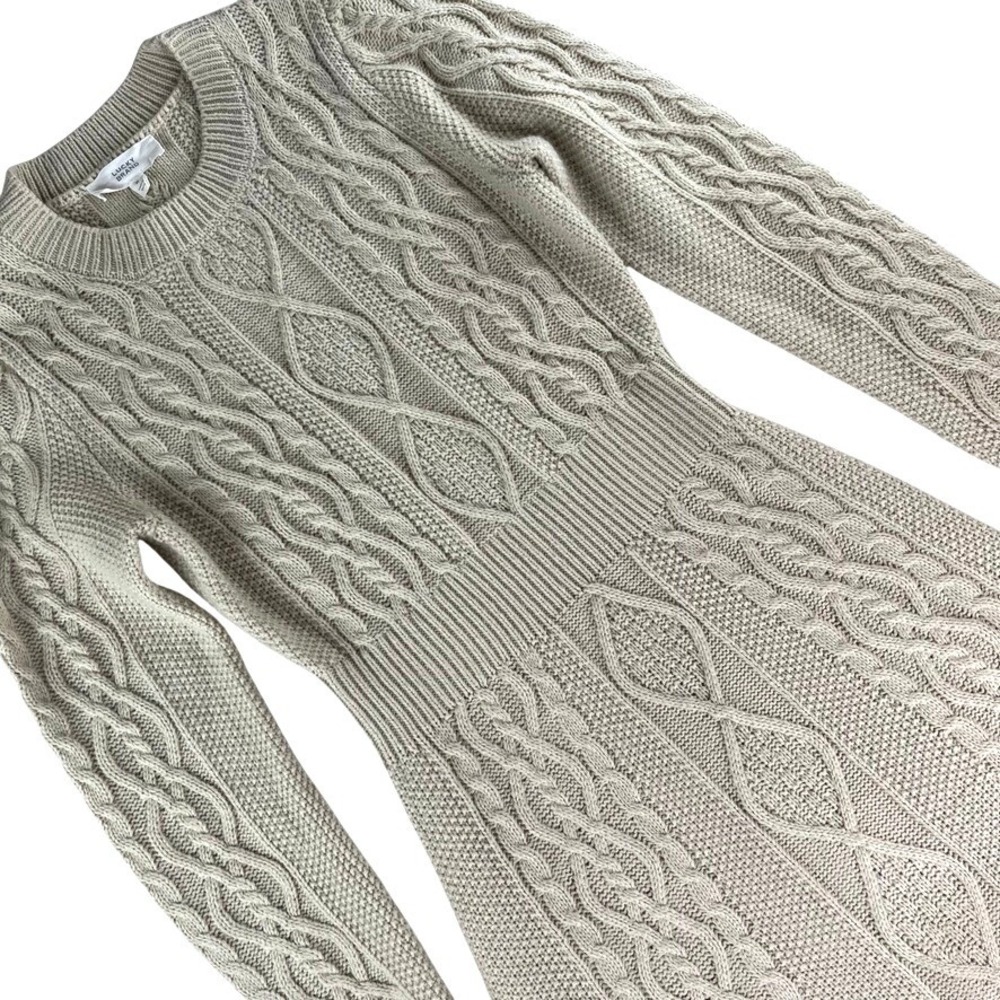 Lucky Brand Sweater Dress Womens Medium Cream Cable Knit Acrylic Long Sleeve